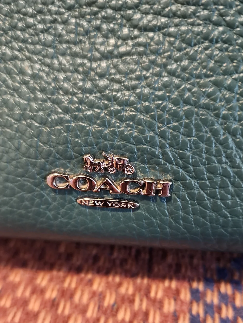 Coach Zoe Carryall 91026 Forest Green Pebble Leather Snake Embossed Satchel